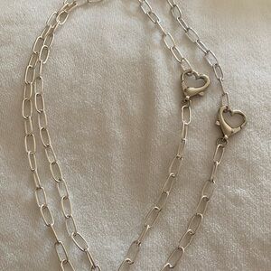 1-Silver Link Business Casual Necklace with Heart lock